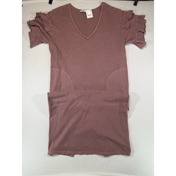 FP Beach Free People Mauve V-Neck Ruffle Sleeve Dress Women’s Medium NWT - Picture 3 of 8